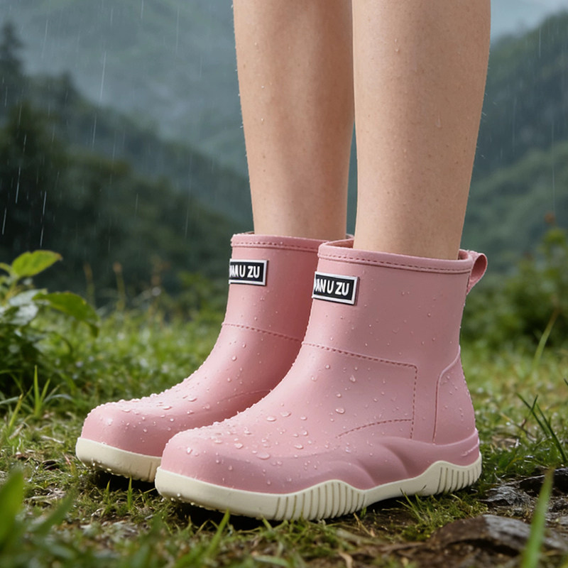 短筒女加绒防水防滑轻便雨鞋