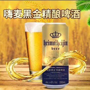 嗨麦黑金精酿啤酒330毫升易拉罐装酒精度5度麦汁浓度12度整箱包邮