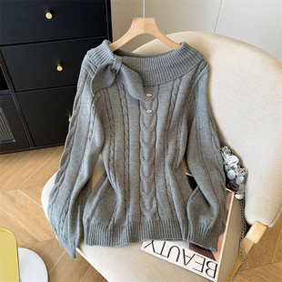 实拍萌萌兔耳领收腰修身 收腰显瘦日系 vintage毛衣女奈奈风修身