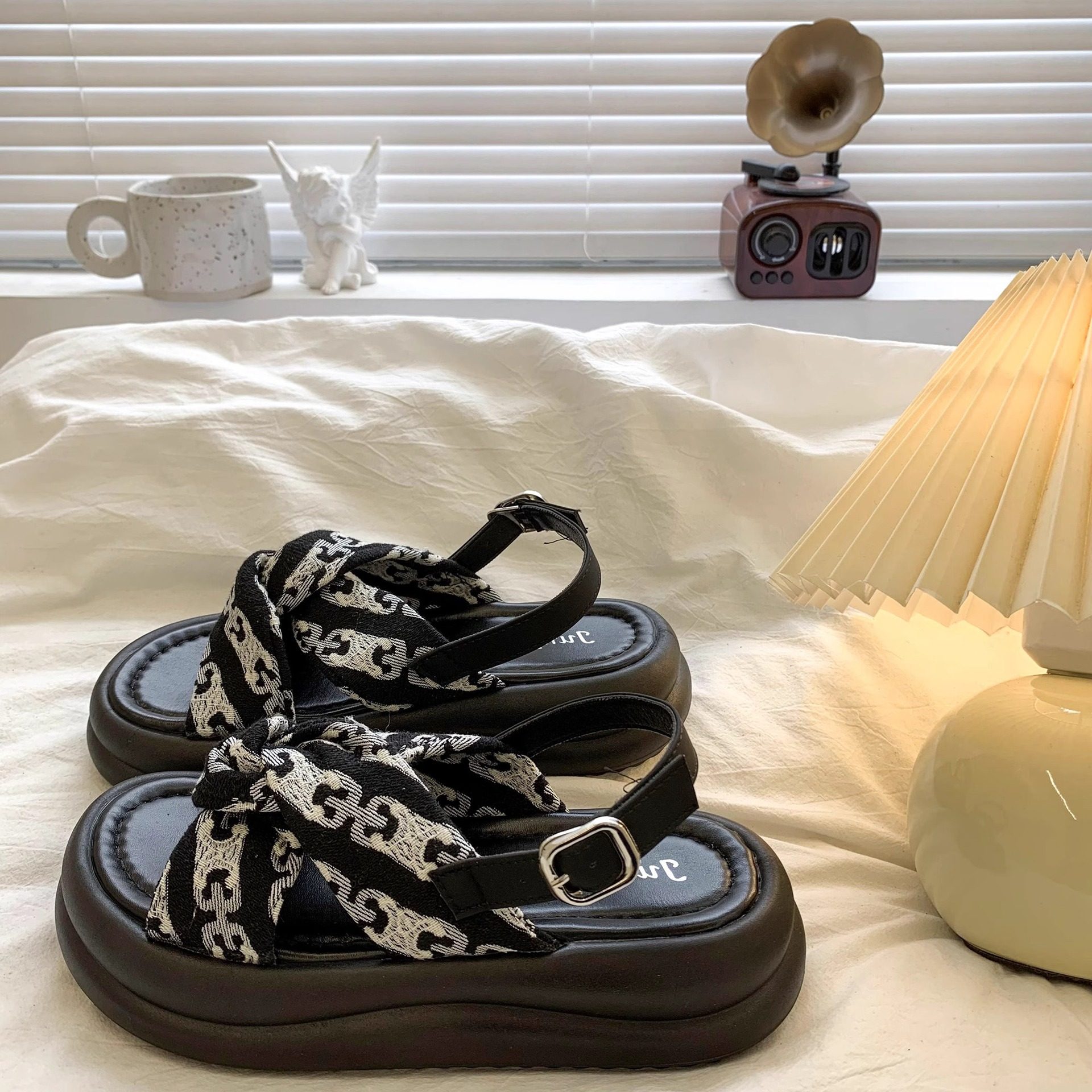 青岛福客来女鞋代工厂松糕厚底沙滩鞋女海边配裙子罗马鞋复古森系,女鞋,休闲凉鞋,淘宝优惠券,粉丝福利购,淘宝优惠卷