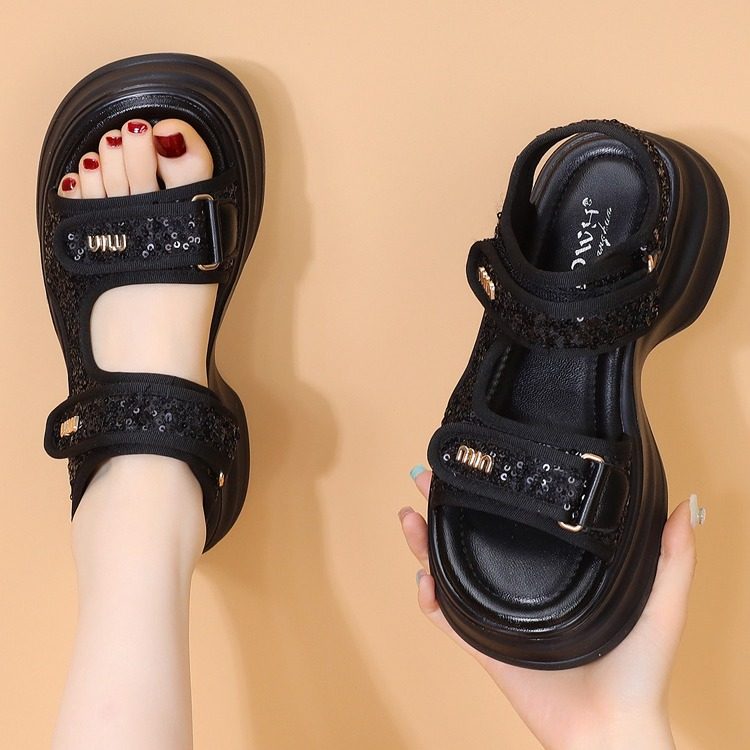 青岛福客来女鞋代工厂运动凉鞋女2026夏季新款增高小香风魔术贴甜,女鞋,休闲凉鞋,淘宝优惠券,粉丝福利购,淘宝优惠卷