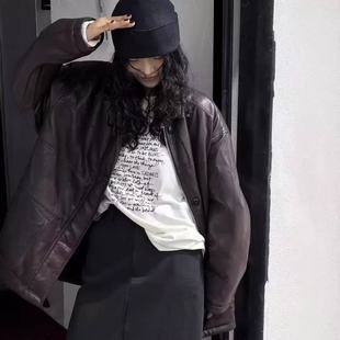 ESME 设计师款夹棉蛋白皮肉感复古外套