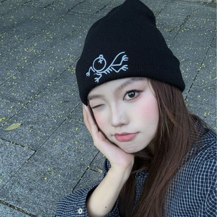 新小鸡冷帽雪山户外徒步秋季针织帽美式多巴胺情侣运动日常显眼包