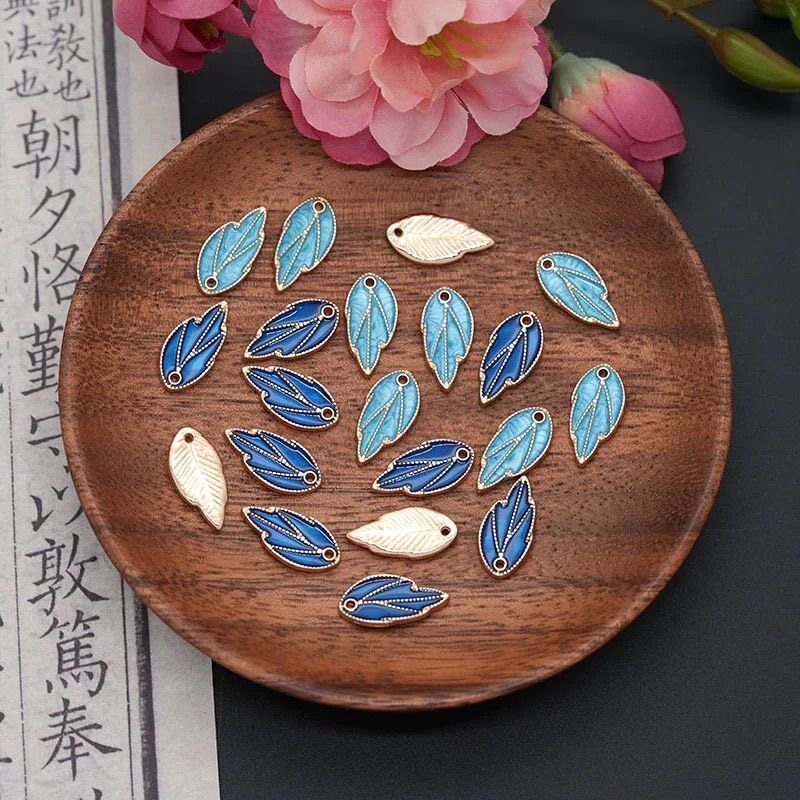 滴油合金仿烧蓝点翠树叶 手工diy材料发夹发簪美甲饰品配件材料