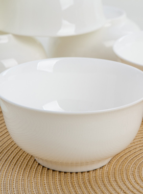 简约纯白色家用骨瓷餐具陶瓷碗吃饭碗骨瓷米饭碗面碗大汤碗