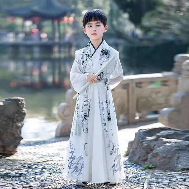 儿童汉服唐装小男孩古装中国风超仙男女童少爷服国学服表演出服装