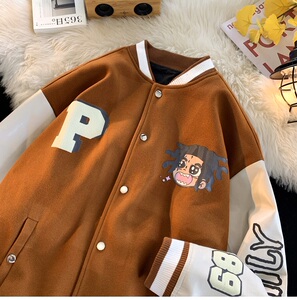 JK02-P88控108港风大码龙凤尼发泡印花棒球服图片