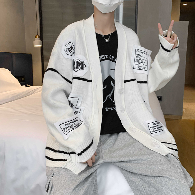 XZ213-19MY01-P88控108针织开衫毛衣大码贴布宽松男士,男装针织衫/毛衣,星座213