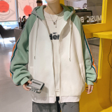 XZ213-19W26-P80控108秋装大码拼色连帽卫衣宽松外套加厚，女装短外套，星座213