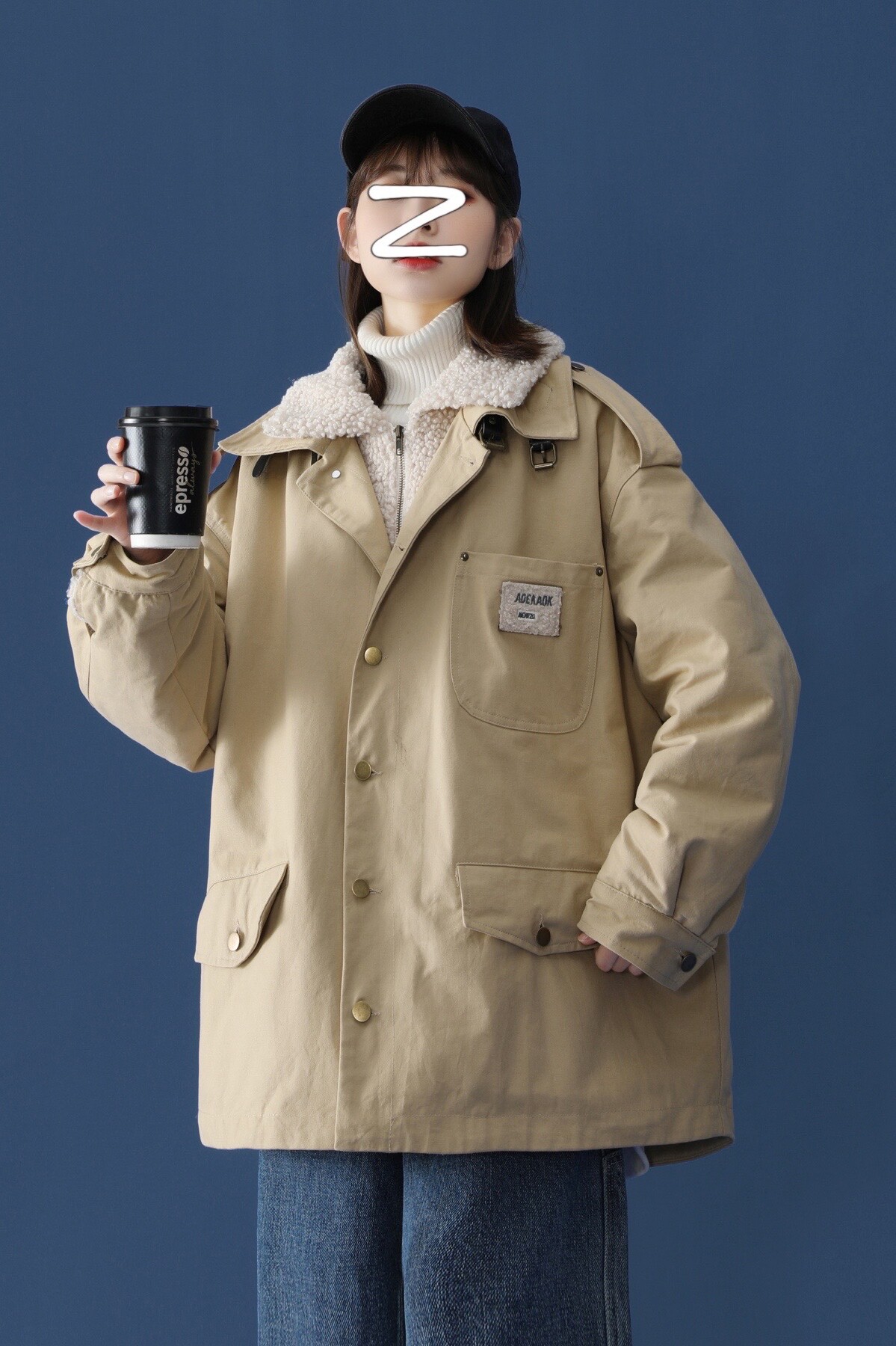 XZ-213-MY10-P128控168冬季羊羔绒工装假两件加厚棉服,男装棉衣,星座213