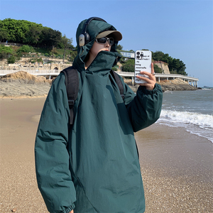 XZ213-MY37-P128控148 港风大码防风防水加厚设计感冲锋连帽棉衣图片