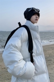 XZ213-MY33-P98控118港风大码加厚立领纯色棉服内里羊羔毛保暖，男装棉衣，星座213