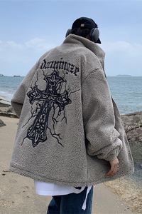 XZ213-MY39-P138控158  港风大码刺绣夹棉加厚刺绣十字架立领棉服图片