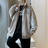 XZ213-19JK26-P75外套2025年休闲拉链青春港风腰果花夹克大码双色，男装夹克，星座213