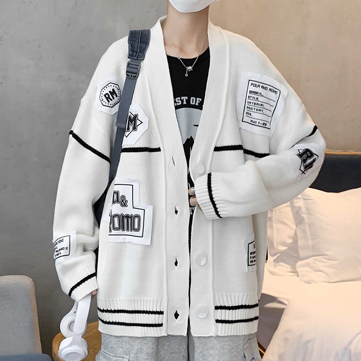 XZ213-19MY01-P88控108针织开衫毛衣大码贴布宽松男士，男装针织衫/毛衣，星座213