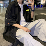XZ213-C60-P35控48大码排扣纯色冰丝衬衫夏季，男装衬衫，星座213