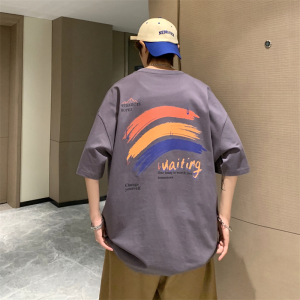XZ213-19D113-P25控38 大码创意印花宽松T恤潮流男短袖图片