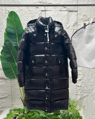 白鹅绒长款玛雅绿色内衬连帽可拆卸长款羽绒服男女羽绒大衣羽绒被