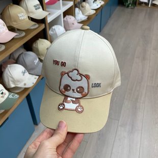 春秋纯棉男女儿童棒球帽卡通熊猫帽子宝宝遮阳防晒帽嘟嘟啦婴儿帽