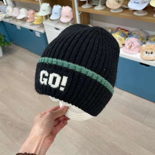 韩版帅气英伦风男童帽子秋冬季保暖针织毛线帽男女宝宝护耳套头帽