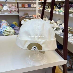 春秋薄款纯棉宝宝瓜皮帽洋气百搭婴儿地主帽男女儿童防风保暖帽子