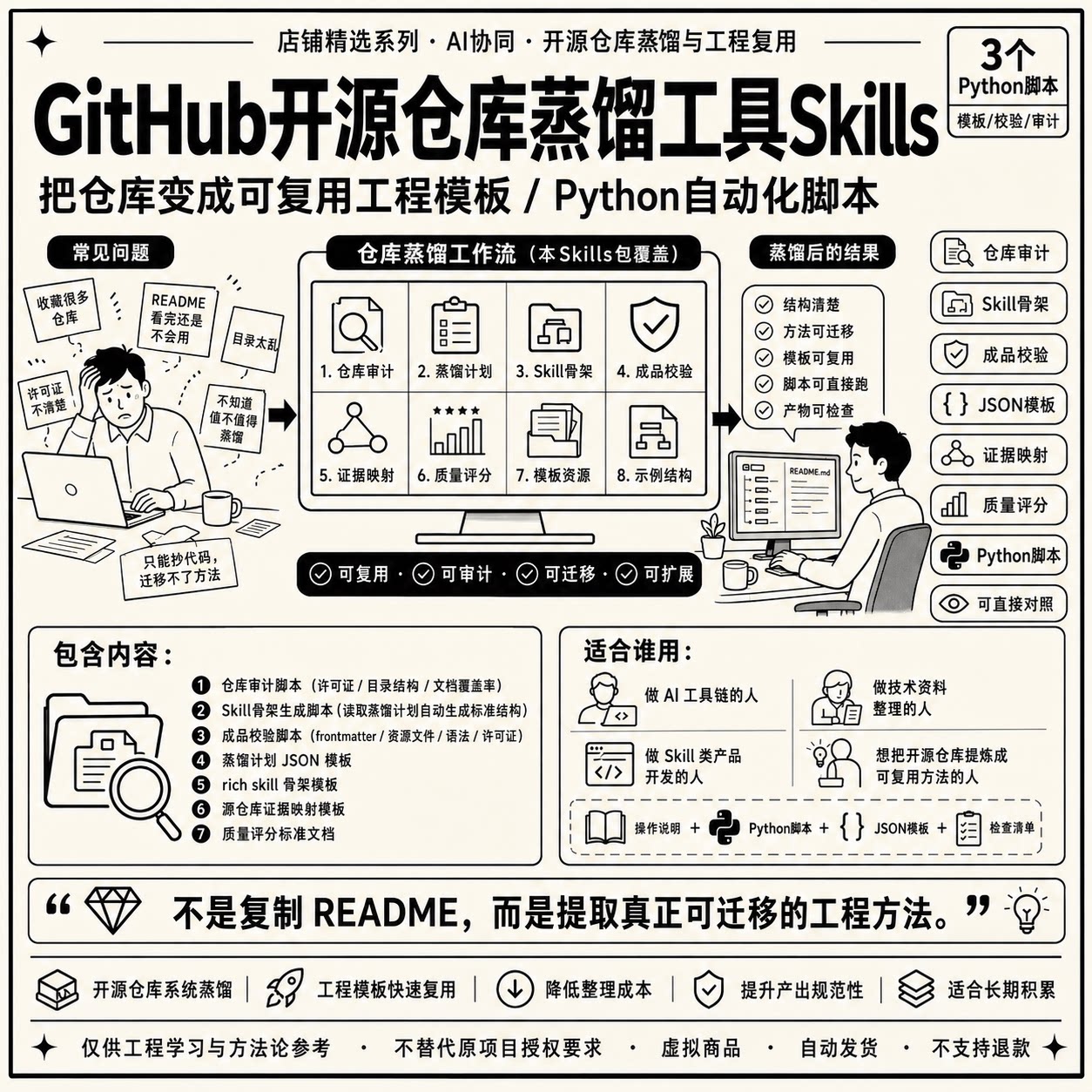 GitHub仓库蒸馏skills Python自动化脚本工程模板 电子资料图片