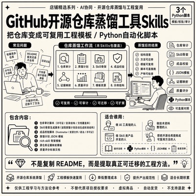 GitHub仓库蒸馏skills Python自动化脚本工程模板 电子资料