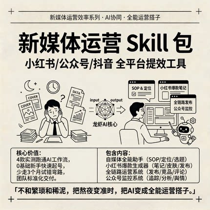 新媒体 AI skills包 公众号抖音提效 自媒体运营 电子资料