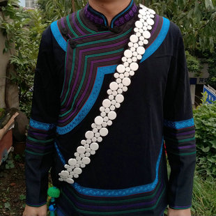 彝族英雄带肩带新款黑色加长腰带男士手工民族服饰配饰四川大凉山