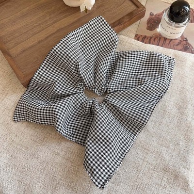 法式复古格子方形大肠圈发圈发绳皮筋头绳Rubber band headband