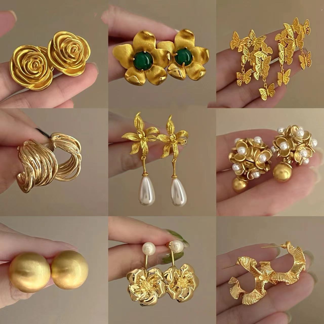 银针跨境金属菱形耳环耳饰