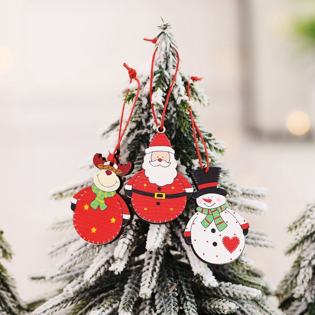 christmas wooden snowman elk decoration pendant圣诞节木挂件