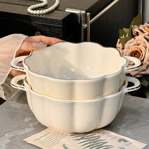 颂家乐高颜值陶瓷双耳汤锅汤碗