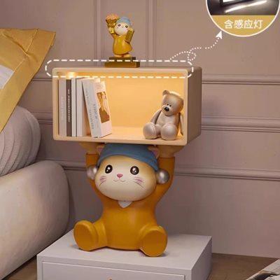 2025可爱猫咪儿童房间床头柜卧室沙发旁边几置物架落地摆件家居装