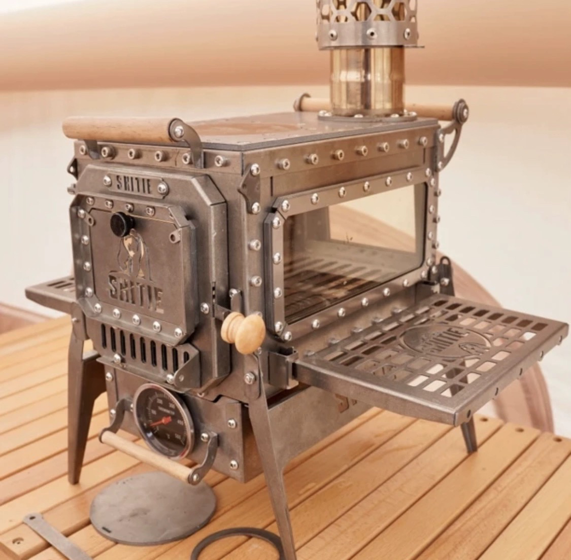 拾铁钛6钛合金炉子柴火炉烧烤炉露营炉子围炉煮茶 小炉子野营柴火