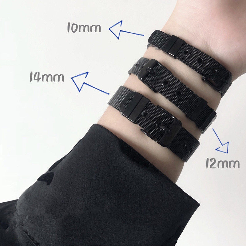 Y9.Unpack 暗黑系网带搭扣不锈钢表带手链网红简约冷淡风日韩女