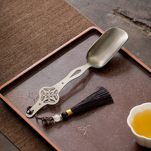 纯钛茶勺复古雕花高档茶铲茶匙茶叶取茶器茶则功夫茶具茶道配件