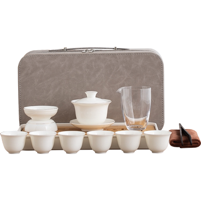 羊脂玉瓷旅行功夫茶具套装