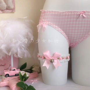 青空酱 原创手作软妹日系可爱铃铛 蝴蝶结小花腿环可调节弹力腿圈