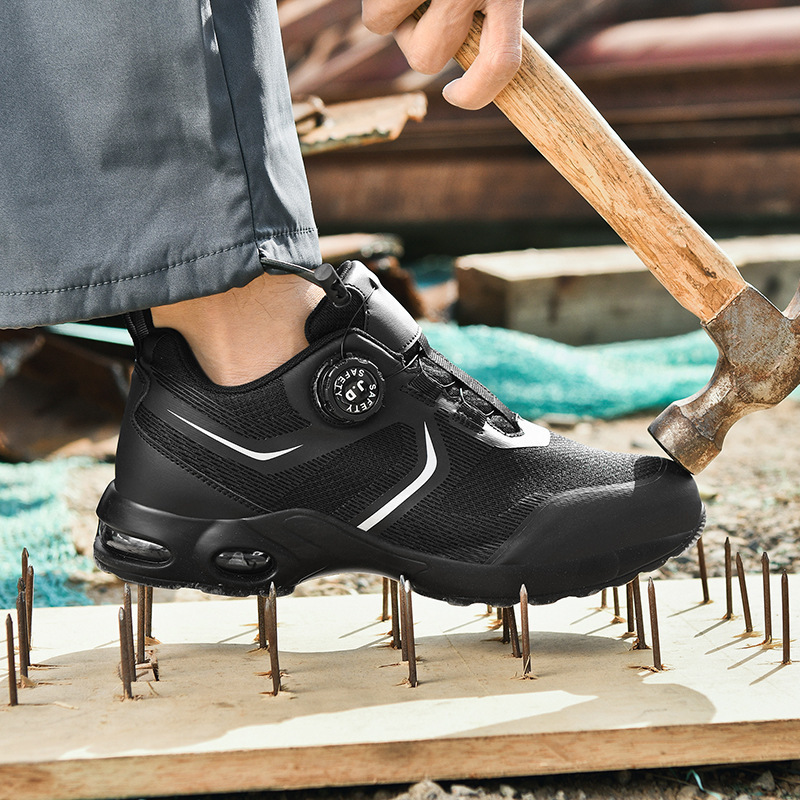 跨境防砸防刺穿劳保鞋男工地耐磨防滑轻便透气钢包头工作防护鞋