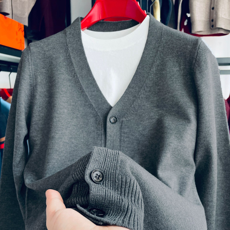 针织开衫男士毛衣外套薄款商务V领毛线衣男春秋冬2025年新款潮流