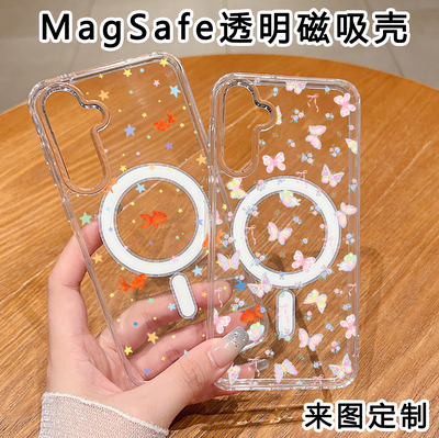 ins清新花朵适用三星A17 A16 A15 A14手机壳iPhone17 16 15 14防摔透明磁吸壳A57 A56 A55 A54 S26 S25 S24