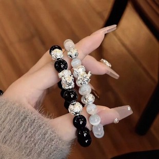 旦新年礼物 定情信物元 s999足银貔貅情侣手链一对情侣款 手串新款