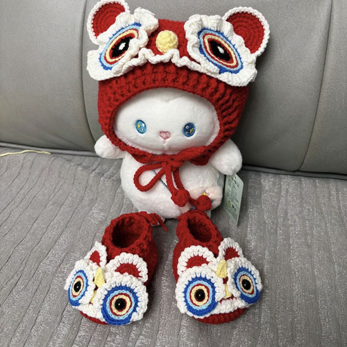 手工编织diy婴儿鞋材料包毛线钩织醒狮虎头宝宝帽子鞋子祝福礼物