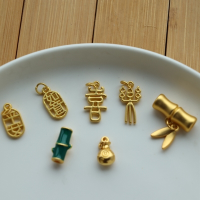 竹节福袋喜字吊坠diy手链配件