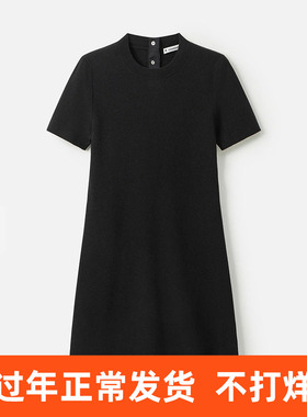 播商场同款黑色收腰连衣裙女24秋冬新内搭圆领裙子BDR9LD4217