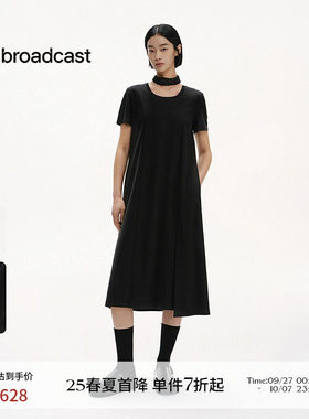 播商场同款收腰显瘦气质小黑裙女25夏季新款短袖连衣裙BDS2LD2240