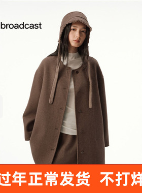 播时髦洋气灰色短款毛呢外套女25秋冬新款宽松上衣DDS4AD5116