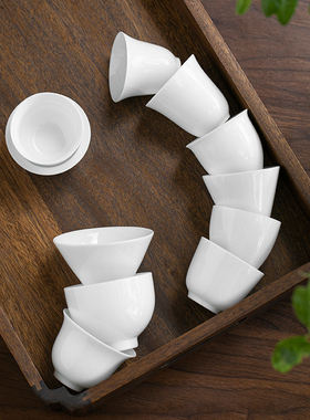 德化白瓷茶杯功夫小茶杯单杯品茗杯茶碗陶瓷茶具白色定制LOGO企业