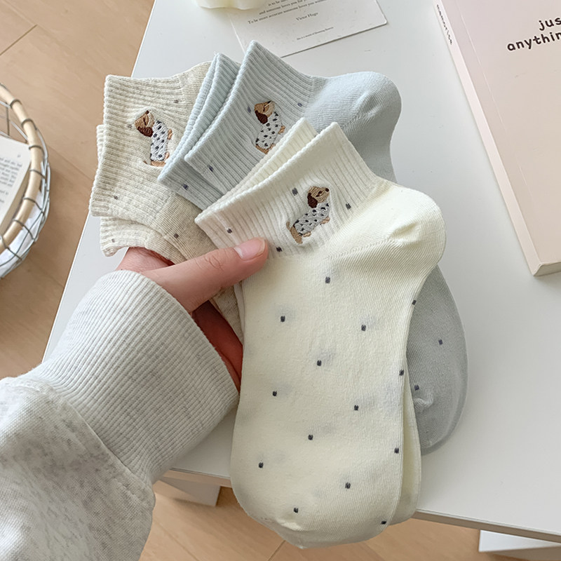 【5双装】春夏季搭配手包刺绣小狗点点女短筒~简约百搭,运动包/户外包/配件,手包,淘宝优惠券,粉丝福利购,淘宝优惠卷